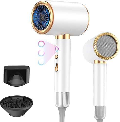 Suszarka do włosów, 2400W Profesjonalna jonowa suszarka do włosów, 3 temperatury / 2 prędkości oraz akcesoria, dyfuzor, dysze, do domu i salonów fryzjerskich