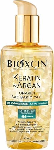 Bioxcin Keratyna i arganowy olejek do pielęgnacji włosów, 150 ml, głęboka pielęgnacja zniszczonych włosów, z efektem zapobiegającym puszeniu się, do wszystkich rodzajów włosów