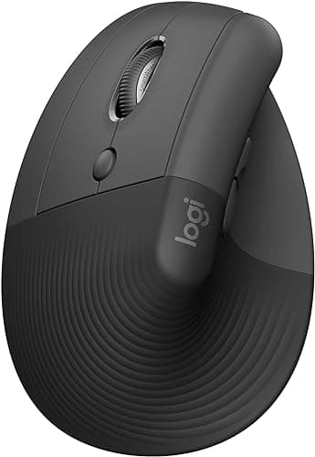 Logitech Lift Left Vertical, Ergonomiczna, leworęczna, bezprzewodowa mysz Bluetooth z odbiornikiem Logi Bolt USB, ciche przyciski, 4 przyciski, zgodna z Windows/macOS/iPadOS na laptopy/PC - Szary