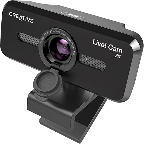 CREATIVE Live Sync V3 kamera internetowa 2K QHD USB z 4-krotnym zoomem cyfrowym i mikrofonami, 1080p HD, pole widzenia do 95°, osłona obiektywu, do PC i Mac