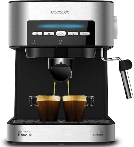 Cecotec Cumbia Power Espresso 20 Barista Aromax ekspres do kawy. Moc 2900 W, 2 systemy grzewcze, pompa ciśnieniowa 20 barów, manometr, podwójny uchwyt filtra wylotowego i 2 filtry (Matic)
