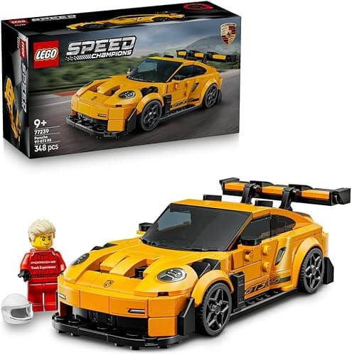 LEGO Speed Champions Supersamochód Porsche 911 GT3 RS, zabawka dla dzieci z żółtym modelem samochodu, zestaw kolekcjonerski dla fanów motoryzacji, prezent dla chłopca i dziewczynki od 9 lat 77239