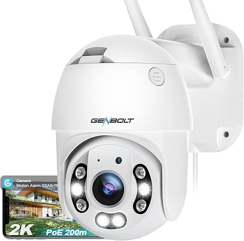 [DC&PoE] GENBOLT 4MP Zewnętrzna Kamera Bezpieczeństwa WIFI, 2.5K Kamera Monitoringowa Zewnętrzna IP CCTV, Wykrywanie Humanoidów, Automatyczne śledzenie, Bezprzewodowa,Wodoodporność(2.4&5GHz)