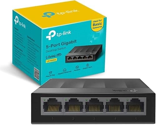 TP-Link LS1005G – 5-portowy gigabitowy switch, Plug & Play, bez wentylatora, energooszczędny, metalowa obudowa – do sieci domowej i biurowej