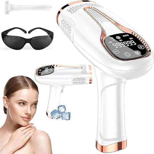 DEPILATOR LASEROWY IPL DO WŁOSÓW TWARZY CIAŁA PACHY NOGI BIKINI DEPILACJA Bezbolesny Usuwanie Włosów Depilacja Domowa 1 000 000 Impulsów Ice Cool Chłodzenie 9 Poziomów Mocy Tryb AUTO Zestaw Kompletny