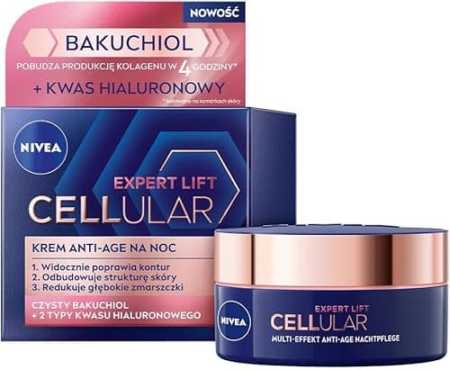 NIVEA CELLULAR Expert Lift Przeciwzmarszczkowy Krem na noc do twarzy z kwasem hialuronowym i bakuchiolem, 50ml