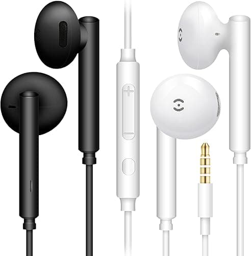 [Pakiet 2] MAS CARNEY WH6 Słuchawki Douszne z Regulacją Głośności i Mikrofonem do Telefonu Komórkowego, Smartfona, Komputera, Laptopa, MP3, PSP-...