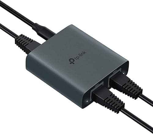 TP-Link EH210 Gigabitowy rozdzielacz Ethernet, 1 do 2 Gigabit Speed 1000 Mb/s, kompatybilny z kablami Ethernet Cat 8/7/6/5e/5, obudową ze stopu aluminium, Plug&Play
