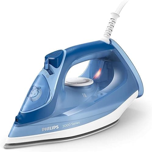 Philips Żelazko parowe 3000 Series – 2400 W, stała moc pary 40 g/min, wyrzut pary 180 g, ceramiczna stopka żelazka, pionowa para, niebieskie DST3031/20