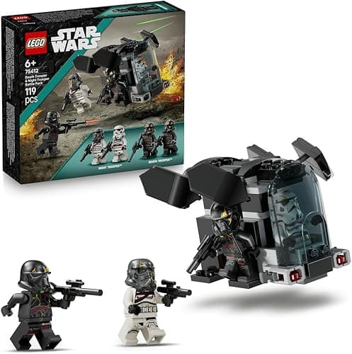 LEGO Star Wars Szturmowiec Śmierci i nocny szturmowiec — zestaw bitewny, zabawka konstrukcyjna dla dziecka do kolekcji, transportowiec i 4 postacie, prezent dla 6-latka, chłopca i dziewczynki 75412