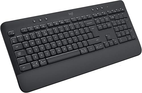 Logitech Signature K650 Klawiatura, Pełnowymiarowa, Bezprzewodowa Klawiatura z Podkładką, Bluetooth i USB Logi Bolt, Amortyzowane Klawisze, PC, Windows i Mac, QWERTY US international - Szary