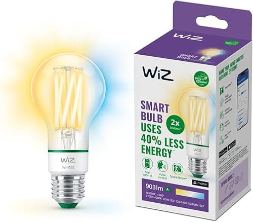 WiZ Ultra wydajna inteligentna lampa LED, E27, klasa efektywności energetycznej A, energooszczędna, automatyzacja i inteligentne sterowanie za pomocą aplikacji/głosu przez Wi-Fi