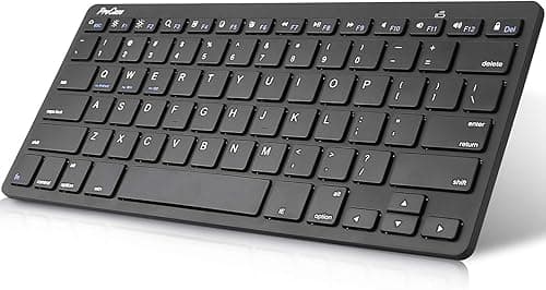 ProCase Uniwersalna bezprzewodowa klawiatura amerykańsko-angielska (układ QUERTY-US) do MacBook, tabletów, PC, laptopów, smartfonów, iMac, iPad, do urządzeń z systemem Android Windows iOS, Mini Slim i