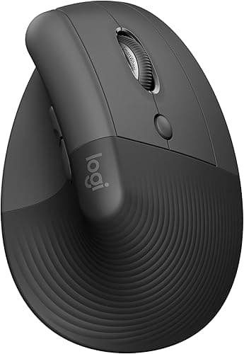 Logitech Lift Vertical, Ergonomiczna, bezprzewodowa mysz Bluetooth z odbiornikiem Logi Bolt USB, ciche przyciski, 4 przyciski, zgodna z Windows/macOS/iPadOS na laptopy/PC - Szary
