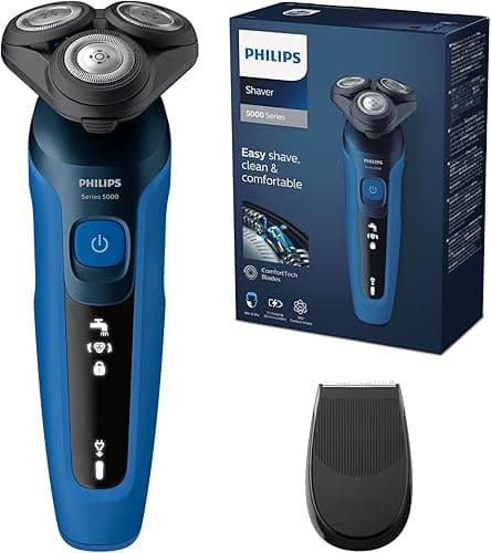 Philips Series 5000 S5466/18, Elektryczna golarka na mokro i na sucho, wydajne i delikatne golenie, system cięcia SteelPrecision, elastyczne głowice tnące 360°, czas pracy 60 min, Dark Royal Blue