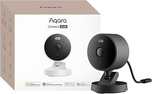 Aqara G100, Wewnętrzna/Zewnętrzna Kamera Bezpieczeństwa 2K, Bezpieczne Wideo HomeKit, 2-Kierunkowy Dźwięk, Wykrywanie AI, kąt widzenia 140°, Wi-Fi 6, Obsługuje HomeKit, Alexa, Google i IFTTT,Czarny