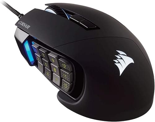 Corsair Scimitar Pro RGB Mysz do gier MMO, czujnik optyczny 16000 DPI, 12 programowalnych przycisków bocznych, czarna