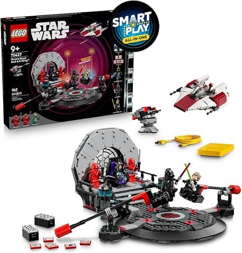 LEGO Star Wars 75427 SMART Play: Throne Room Duel & A-Wing - All-in-One Interactive Toy Set incl. 2 SMART Bricks, 5 Tags, 3 Minifigures & Charger -...