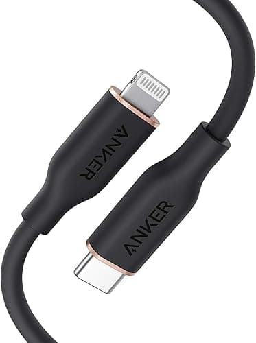 Anker Powerline III Flow, kabel Lightning USB C, 90 cm, USB C na Lightning, kompatybilny z iPhone 14/13/12/11, AirPods Pro, certyfikat MFi, żel krzemionkowy (czarny)