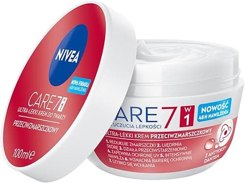 NIVEA CARE 7W1 Lekki przeciwzamarszczkowy krem nawilżający do twarzy z antyoksydantami i filtrem SPF, 100 ml