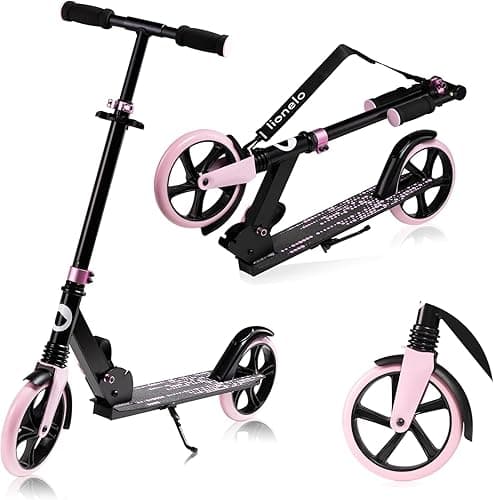 Lionelo Luca hulajnoga do 100 kg, lekka wytrzymała, składana konstrukcja, amortyzator, duże koła, regulowana wysokość kierownicy, antypoślizgowy podest, amortyzacja ShockResist