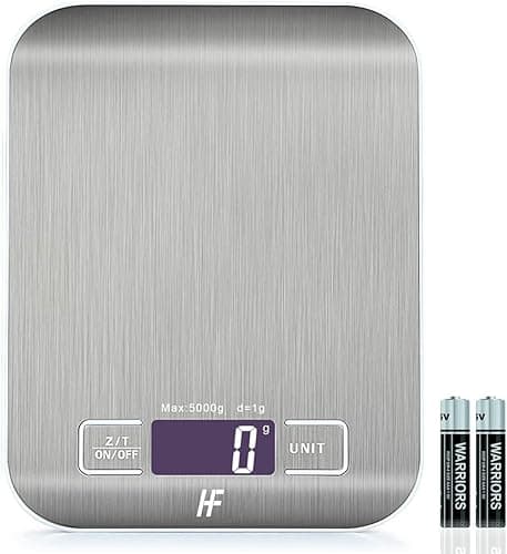 Cyfrowa waga kuchenna, platforma ze stali nierdzewnej, elektroniczna waga z podświetlanym wyświetlaczem LCD, wielofunkcyjna, do użytku domowego i biurowego 5 kg, 1 g, 11 lb