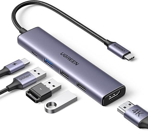 UGREEN Revodok USB C Hub PD100W, 4K HDMI, 3 porty USB A, adapter USB C kompatybilny z serią iPhone 16, Galaxy S24, Surface, MacBook Pro/Air, iPad Pro/Air, Steam Deck itp.