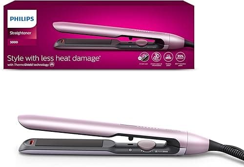 Philips Prostownica do włosów z serii 5000, technologia ThermoShield, jonizacja, wałki pokryte powłoką ceramiczną wzbogaconą olejem arganowym, jasnoróżowy, model BHS530/00