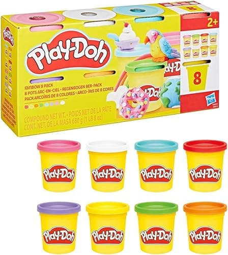 Ośmiopak ciastoliny Play-Doh w tęczowych kolorach w tubach po 85 gramów