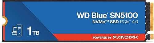 WD Blue SN5100 1 TB NVMe SSD (odczyt do 7 100 MB/s, M.2 2280, PCIe Gen 4.0, nCache 4.0, technologia Sandisk 3D CBA NAND, oprogramowanie do migracji danych Acronis True Image)