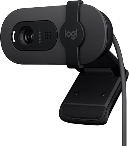 Logitech Brio 100 Full HD Kamera do spotkań i streamowania, automatyczny balans światła, wbudowany mikrofon, osłona migawki, USB-A, do Microsoft Teams, Google Meet, Zoom i innych - Grafit