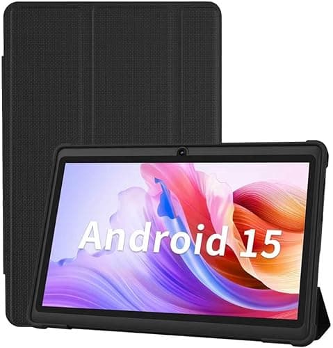 PRITOM 7-calowy tablet z systemem Android 15,8 GB RAM, 32 GB, (rozszerzalny 512 GB), 3500 mAh, tablet PC, Bluetooth, Dual Camera, WiFi, przenośny tablet PC z czarnym etui