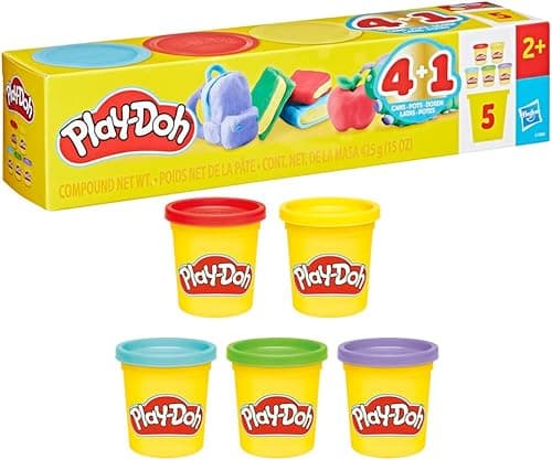 Pięciopak Powrót do szkoły Play-Doh, tuby po 85 gramów, zabawki przedszkolne dla dzieci w wieku od 2 lat, nagrody szkolne, ciastolina, zajęcia plastyczne