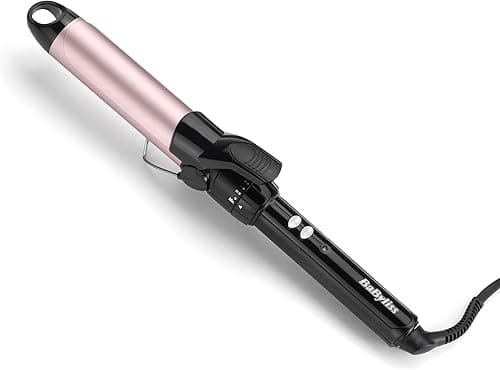 Lokówka BaByliss 32 mm - Pro Satin Touch Barrel, 10 ustawień temperatury, szybkie nagrzewanie, loki bez puszenia się, zintegrowana podstawka – czarno-różowa, C332E
