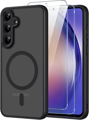 Pnakqil Magnetyczne etui do Samsung Galaxy A54 5G, matowe, półprzezroczyste etui na telefon komórkowy Samsung A54 z 2 pancernymi szkłami ochronnymi, twardość z tyłu, odporne na zarysowania, cienkie