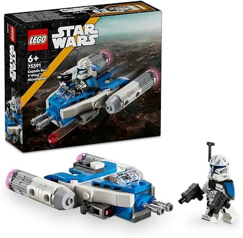 LEGO Star Wars „Gwiezdne Wojny: Wojny klonów” Mikromyśliwiec Y-Wing kapitana Rexa, zabawki dla chłopców i dziewczynek, zabawka dla dziecka, statek kosmiczny i minifigurka, prezent dla 6-latka, 75391