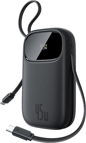 Baseus QPow3 Powerbank 45 W, 20 000 mAh, z 2 wbudowanymi kablami USB-C, Power Bank PD3.0 QC4.0, 3 USB C i 1 USB A, zewnętrzne akumulatory do telefonów komórkowych iPhone 16/15 Pro Max, iPad, Galaxy