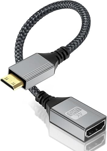 AXFEE Adapter Mini HDMI na HDMI, 4K 60 Hz MiniHDMI wtyczka na gniazdo, adapter mini HDMI, kompatybilny z DSLR, kamerą, laptopem, tabletem, HDTV, projektorem 20 cm