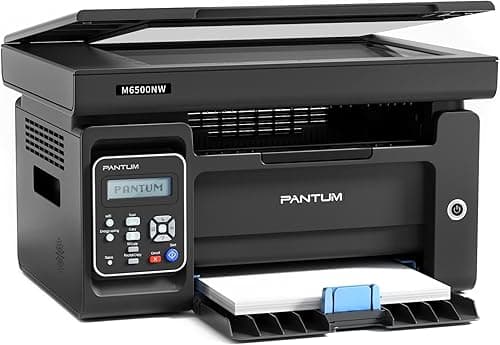 Wielofunkcyjna drukarka laserowa PANTUM M6500NW WiFi，Drukarka laserowa mono, Ethernet/bezprzewodowa/USB 2.0, Drukarka/Kopiarka/Skaner Ręczny dupleks czarno-biały dla małego biura domowego，22 str./min