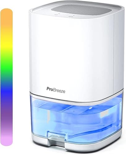 Pro Breeze Elektryczny osuszacz powietrza 1000 ml ze światłami LED i 4-godzinnym timerem, pochłaniacz wilgoci, odporny na pleśń, mini osuszacz do łazienki, piwnica, sypialnia, biały