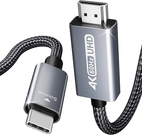 BENFEI Kabel USB C na HDMI 1,8 m [4K przy 60 Hz, aluminiowa powłoka, pleciony nylonowy], Thunderbolt 3/4 kompatybilny z iPhone 15 Pro/Max, MacBook Pro/Air 2023, iPad Pro, Surface Book 2, Galaxy S23 i