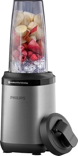 Philips Blender z serii 5000 – o mocy 800 W, Technologia ProBlend Plus, Odłączane ostrza, Łatwy do czyszczenia Elegancki i kompaktowy design, Duży kielich, Czarny i stal nierdzewna (HR2764/00)