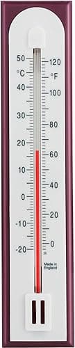 Precyzyjny termometr pokojowy do stosowania jako termometr pokojowy w domowym biurze, ogrodzie lub szklarni, łatwy montaż na ścianie wewnątrz i na zewnątrz (burgundowy)