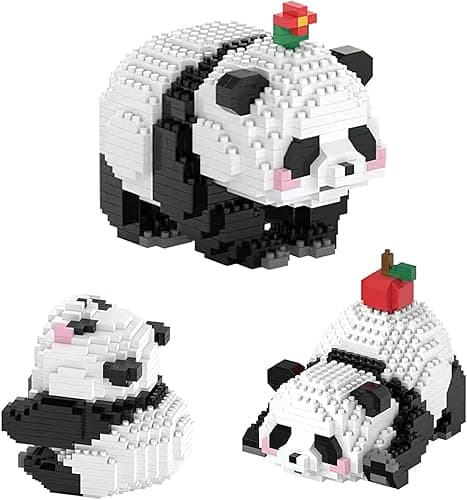 TNSLAND 3 w 1 Panda Zabawki budowlane Zestawy klocków budowlanych Zabawki z klocków Cegły Zwierzęta Budowanie Klocki budowlane Figury Zabawka budowlana Zabawki konstrukcyjne z klockami dla dzieci od 6