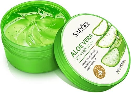 Żel aloesowy Luthando 300 g - Naturalny krem ​​nawilżający - Nawilżający krem ​​z aloesem do twarzy, włosów i ciała - Ulga w oparzeniach słonecznych