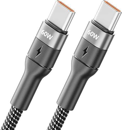 DeleyCON 1m Kabel USB-C do iPhone 17 16 15 Pro Max Air, Galaxy S25 S24 A16 A56, iPad Pro, MacBook, AirPods, Tablet, PS5 (60 W Szybkie ładowanie) PD 3.0 PPS - Kabel USB-C do USB-C