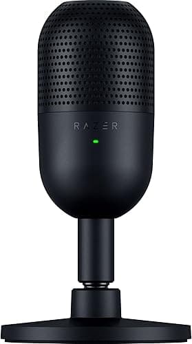 Razer Seiren V3 Mini - Ultrakompaktowy mikrofon USB (14 mm mikrofon pojemnościowy, superkardioidalna charakterystyka kierunkowa, czujnik wyciszenia z diodą LED, pochłaniacz wstrząsów) Czarny