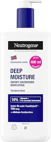 Neutrogena Norweska formuła Deep Moisture natychmiast wchłaniająca się balsam do ciała (400 ml) zapewnia więcej wilgoci w przypadku suchej skóry, 400 ml
