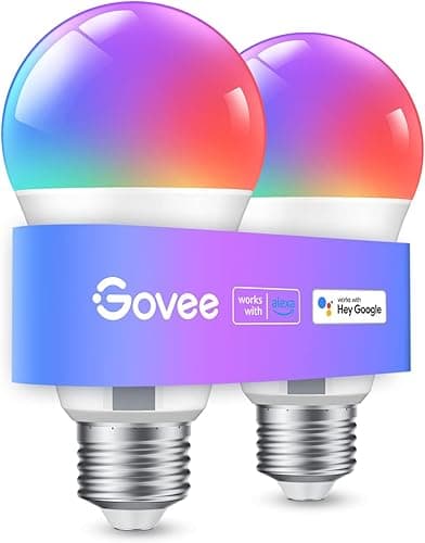 Govee Alexa inteligentna żarówka E27, zmiana kolorów z lampą do synchronizacji muzyki, WiFi i Bluetooth, inteligentna żarówka LED funkcjonowanie za pomocą aplikacji Google Assistant, 2 sztuki