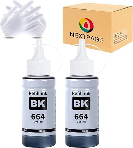 Nextpage 664 czarny t664 tusze do drukarki, 664, tusz, kompatybilne z Epson 664 T6641, tusz do wkładów, kompatybilny z Epson EcoTank 664 do drukarek et 2600 ET-2550 ET-2600 ET-2650 (2 czarne)